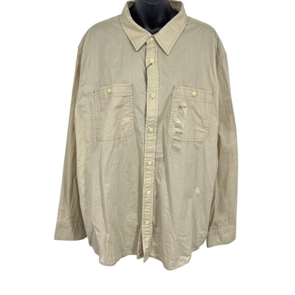 Calvin Klein Mens Tan Button-Up Shirt XL Extra Large Long Sleeve Collar New - Picture 1 of 9